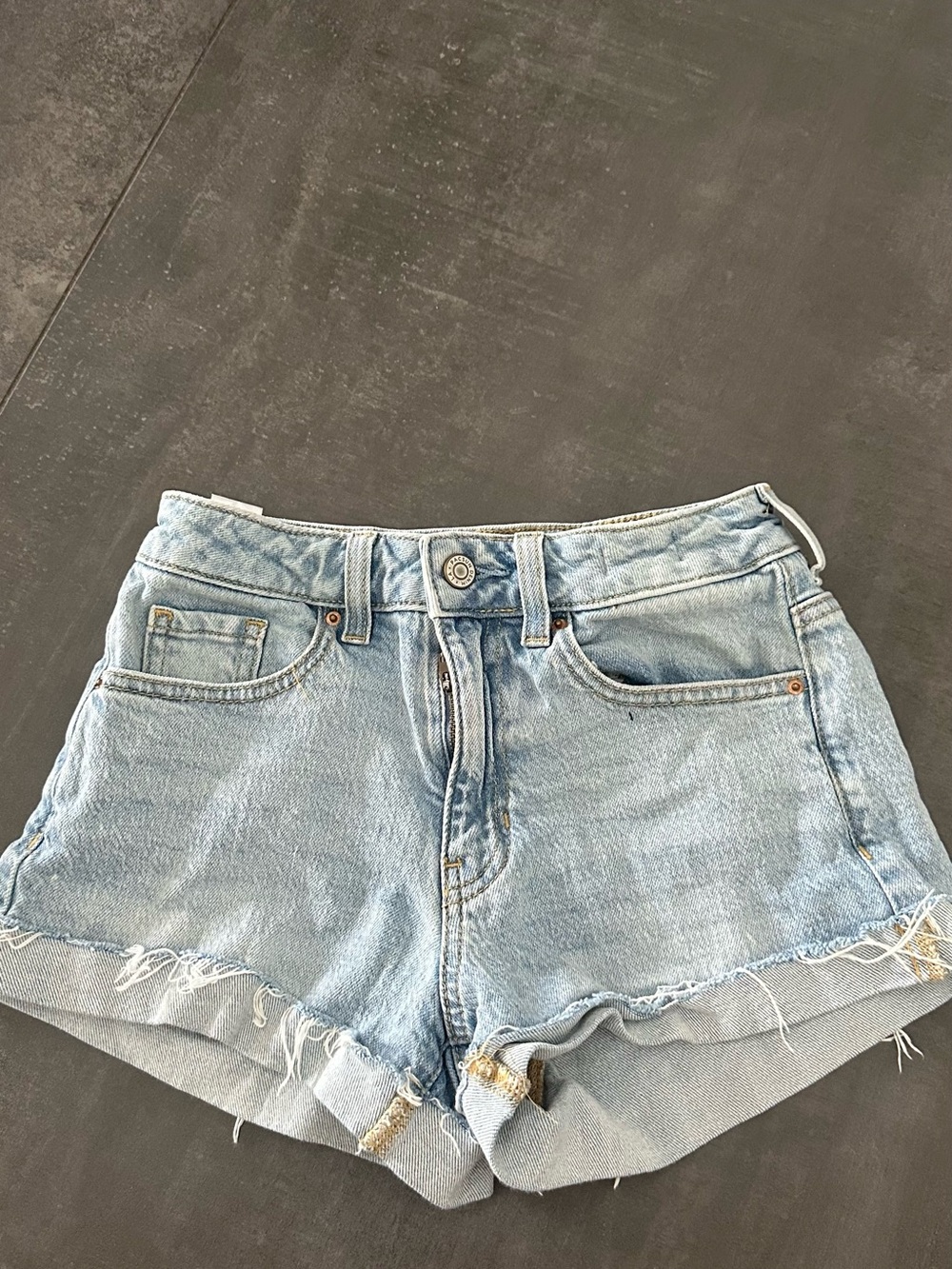 PacSun Light Blue Distressed High-Rise Denim Shorts